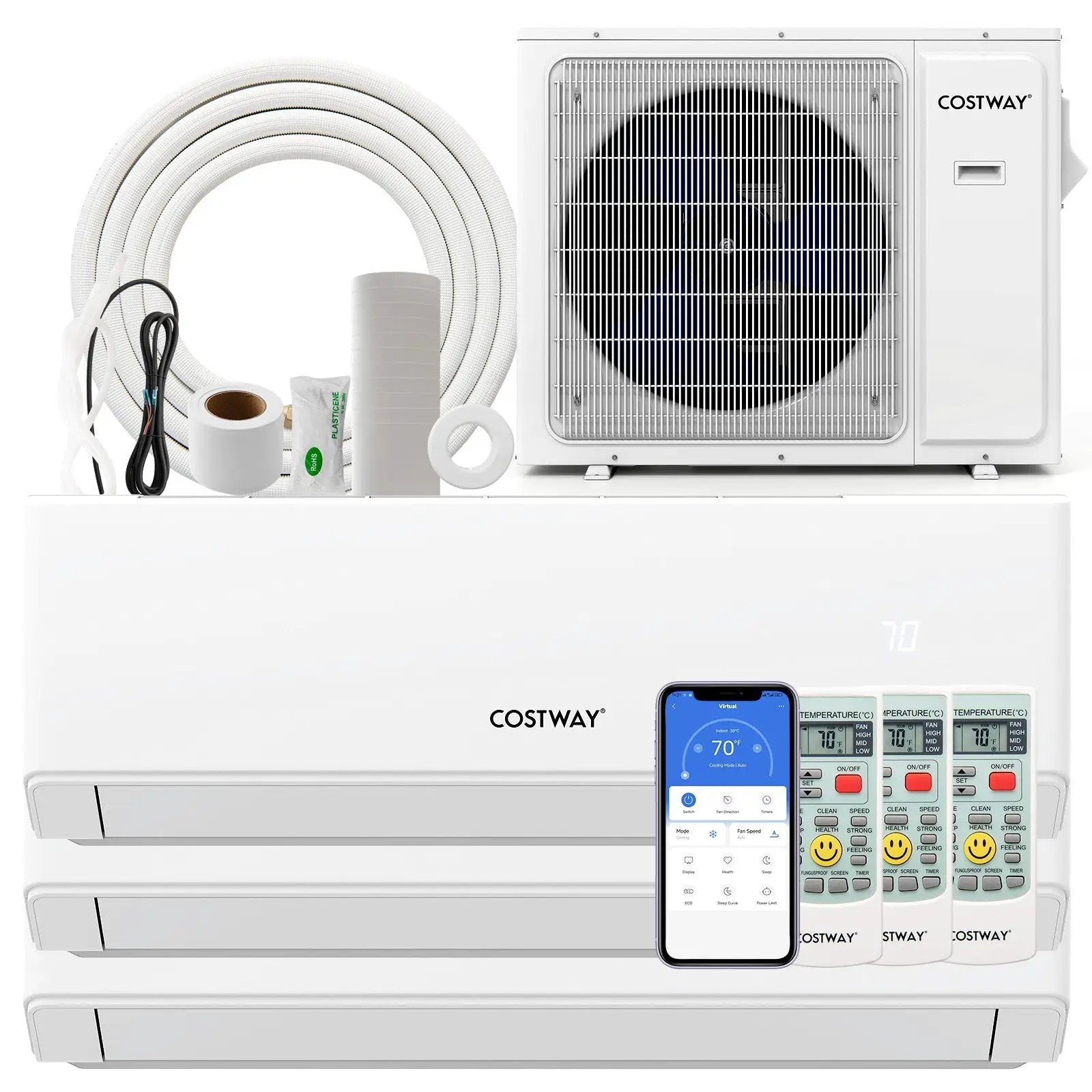 30000 BTU 3 Zone 23 SEER2 Mini Split Air Conditioner Wifi Enabled with Heat Pump by DirectDeals