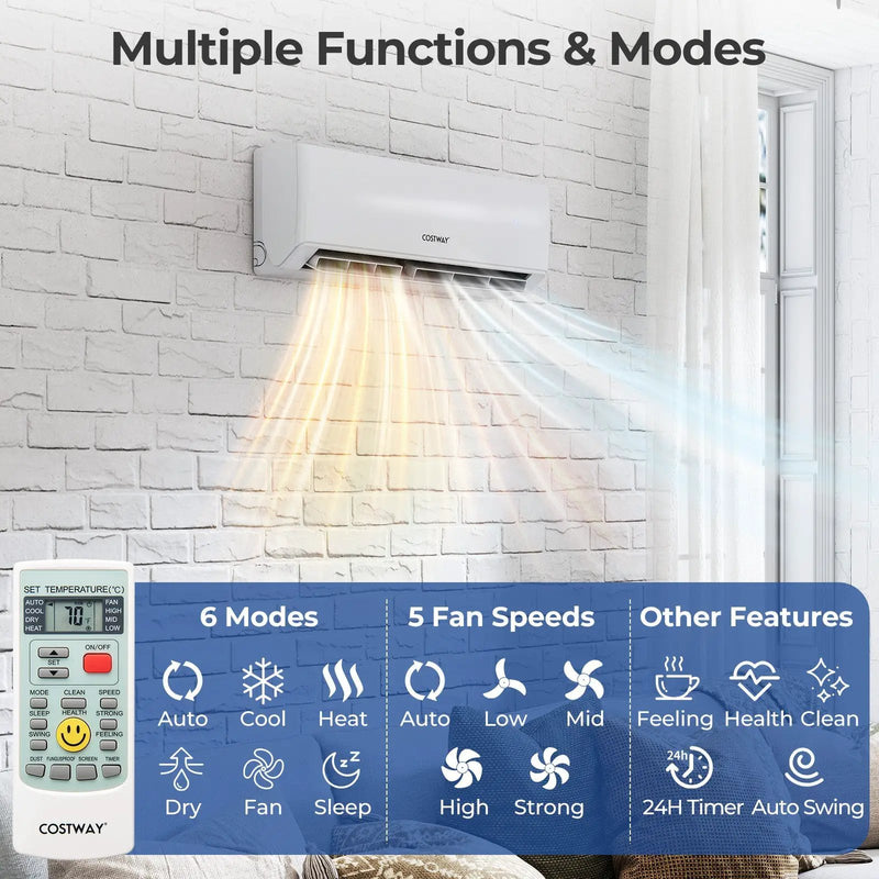 30000 BTU 3 Zone 23 SEER2 Mini Split Air Conditioner Wifi Enabled with Heat Pump by DirectDeals