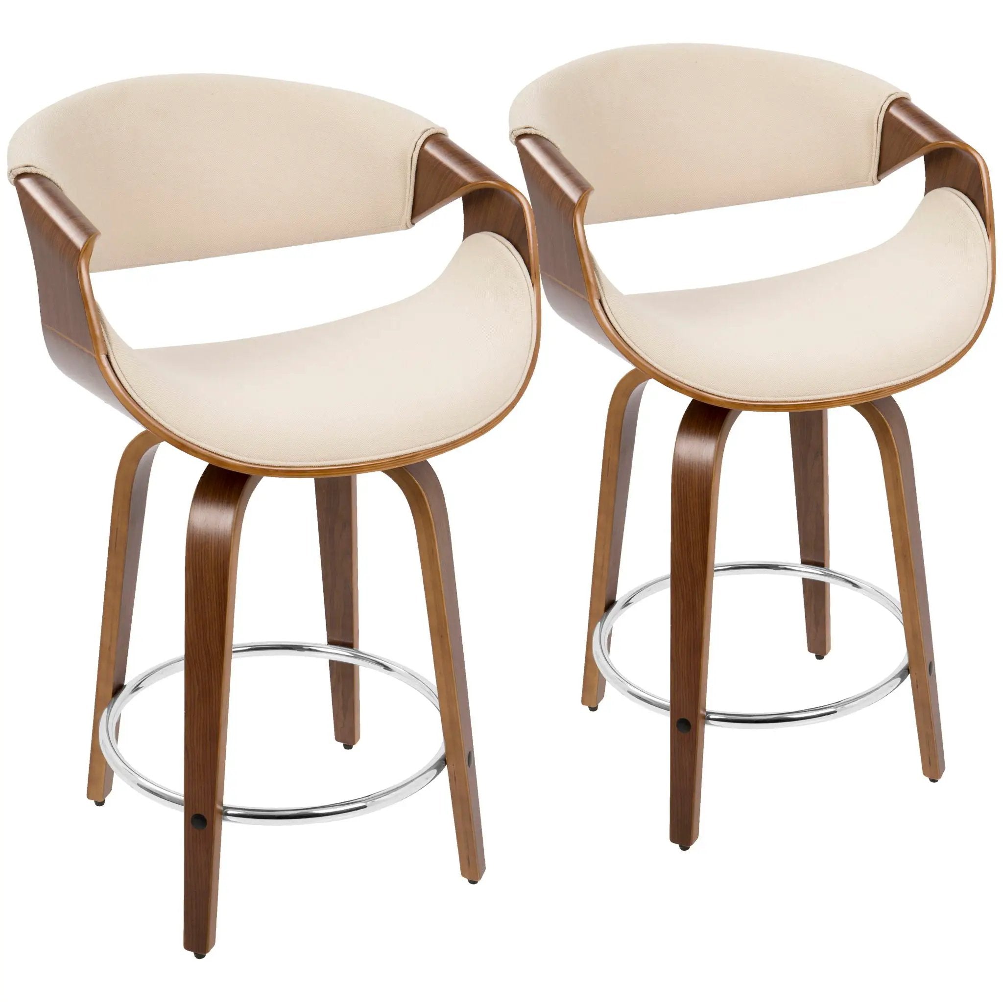 Curvini - Mid Century Modern Counter Stool (Set of 2) by HouseOfZazla