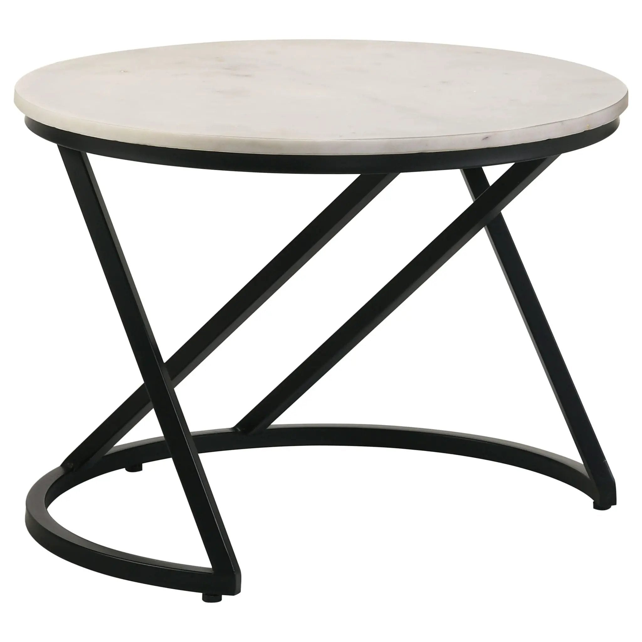 Miguel Round Marble Top Coffee Table White and Black by Unique Piece Furniture
