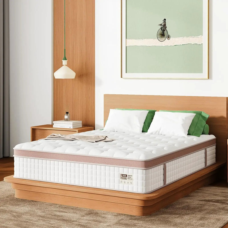 14" King Size Firm Hybrid Mattress with Gel Memory Foam and Pocket Springs by HouseOfZazla