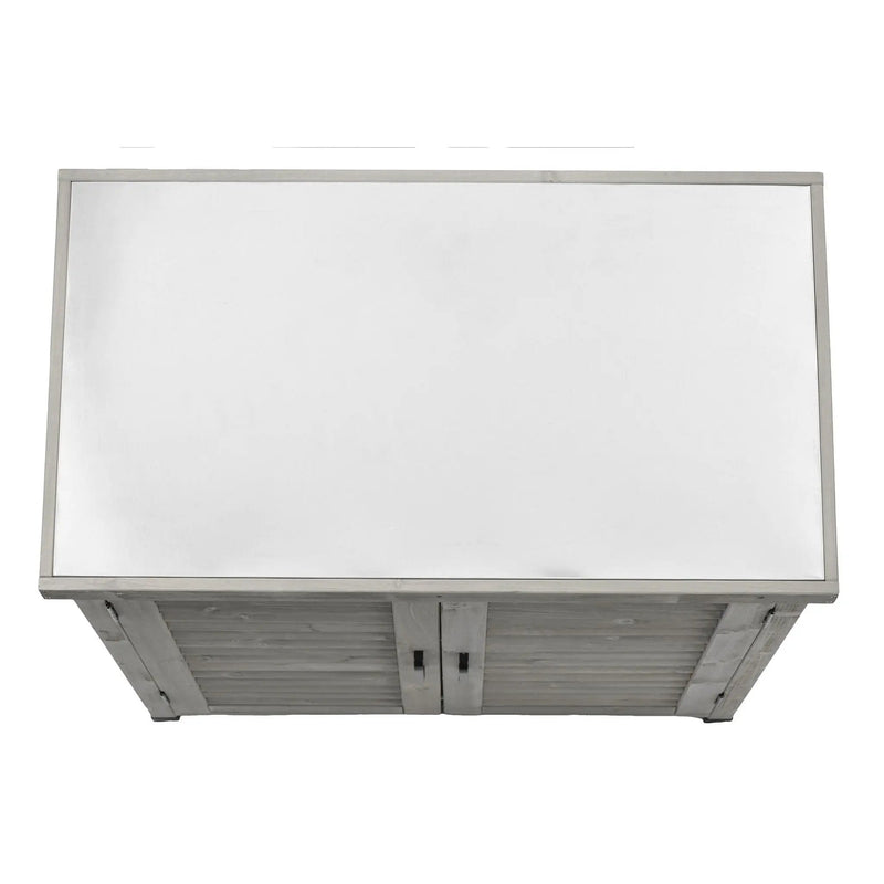 Potting Bench With Storage Cabinet And Metal Table Top For Outdoor by HouseOfZazla