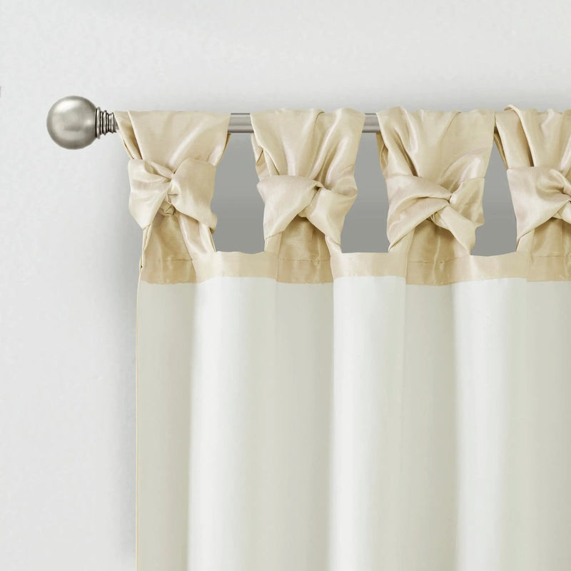 Twist Tab Lined Window Curtain Panel Champagne 50x95 by HouseOfZazla