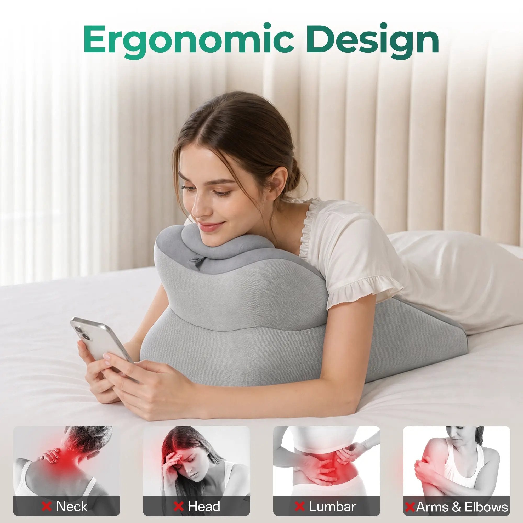 27° Ergonomic Memory Foam Support Pillow for Couples by HouseOfZazla