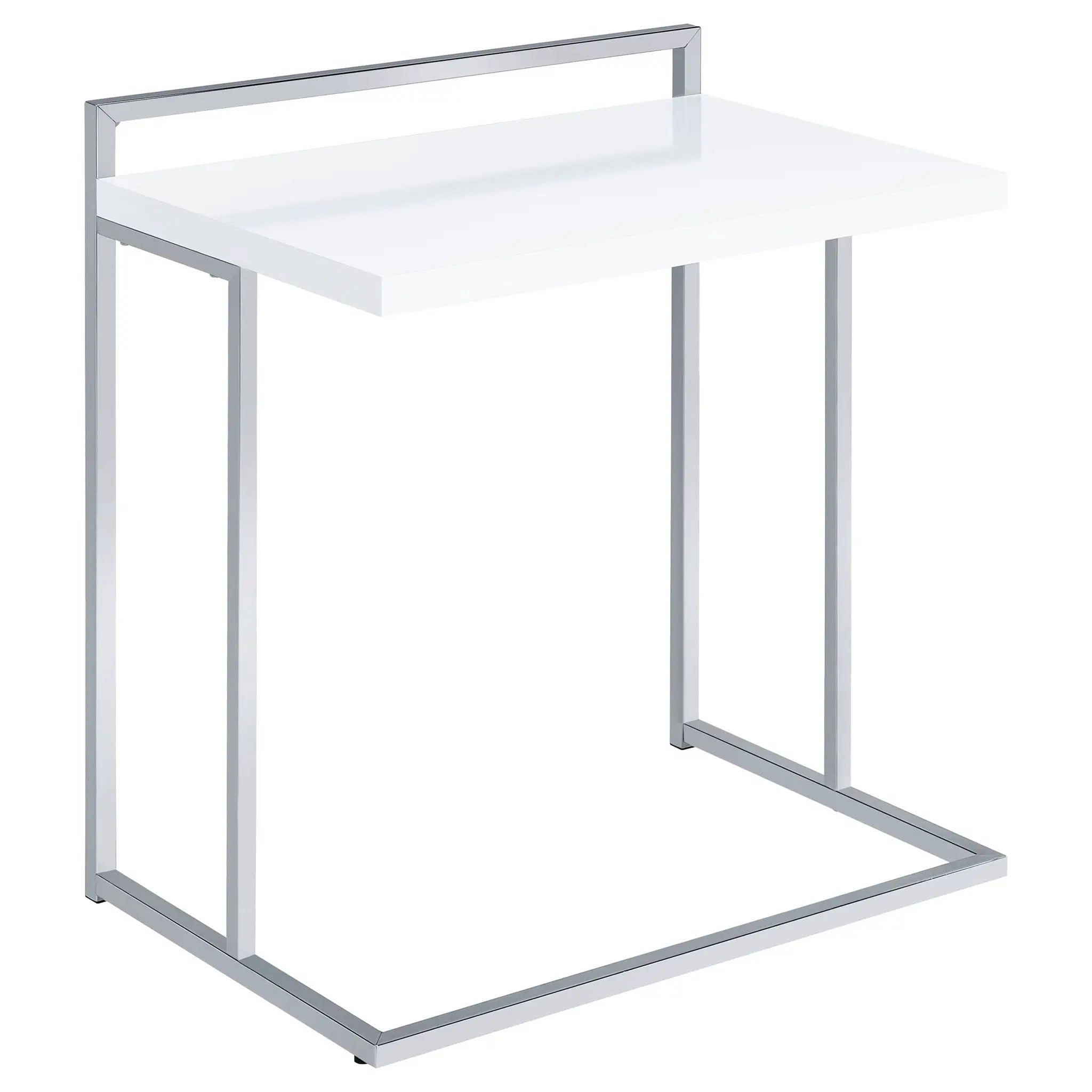 Dani Rectangular C-Shaped Sofa Side Table White High Gloss by Unique Piece Furniture