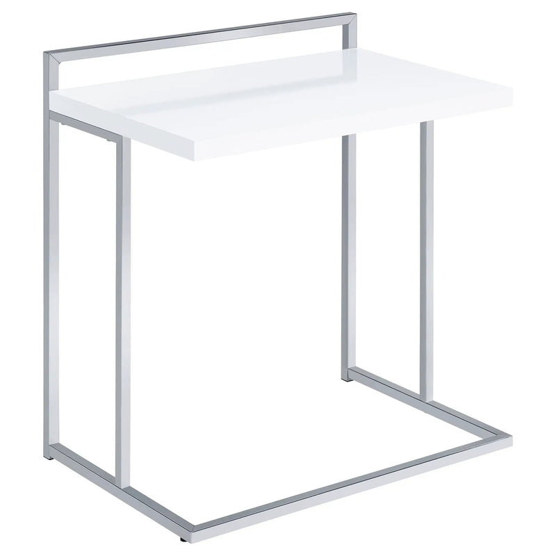 Dani Rectangular C-Shaped Sofa Side Table White High Gloss by Unique Piece Furniture