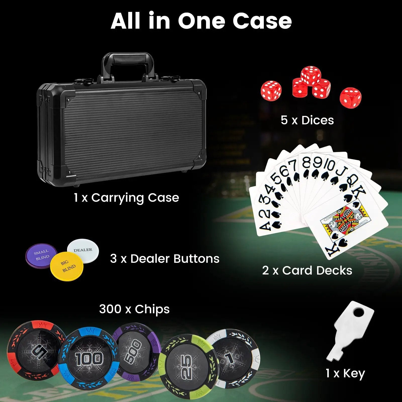 14 Gram Texas Holdem Poker Chip Set 300 Pieces Claytec Chips by DirectDeals