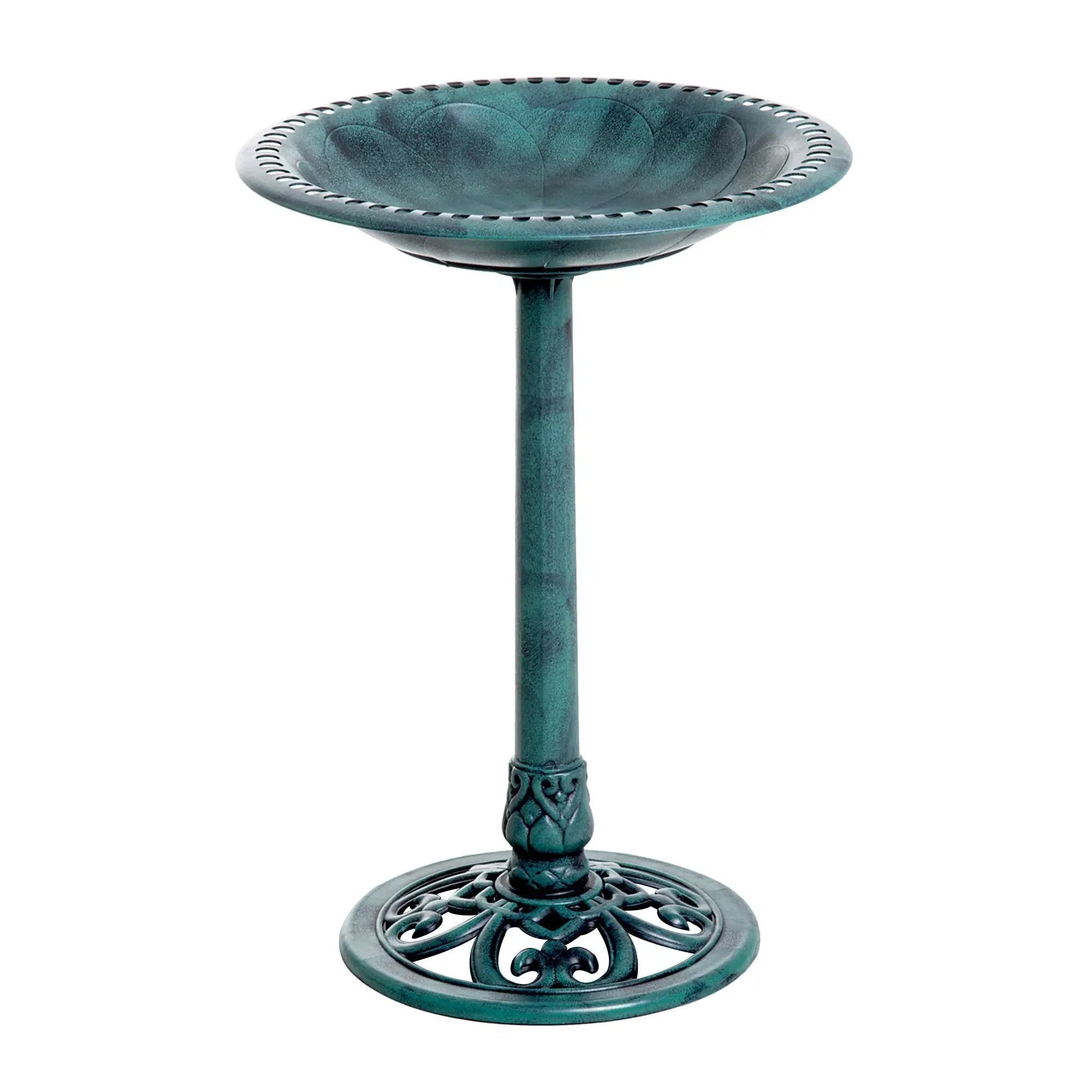 Outsunny 28'' Bird Bath Outdoor Resin Decor with Fleur De Lis Pattern by HouseOfZazla