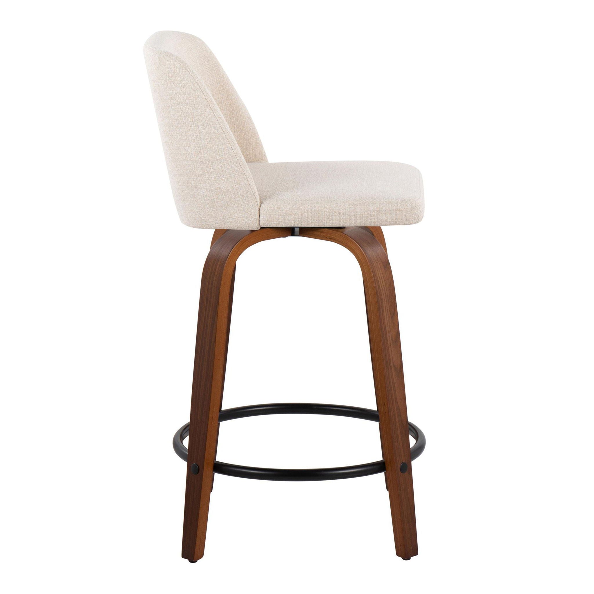 Toriano - Mid Century Modern, Fixed Height Counter Stool & Swivel And Round Footrest (Set of 2) by HouseOfZazla