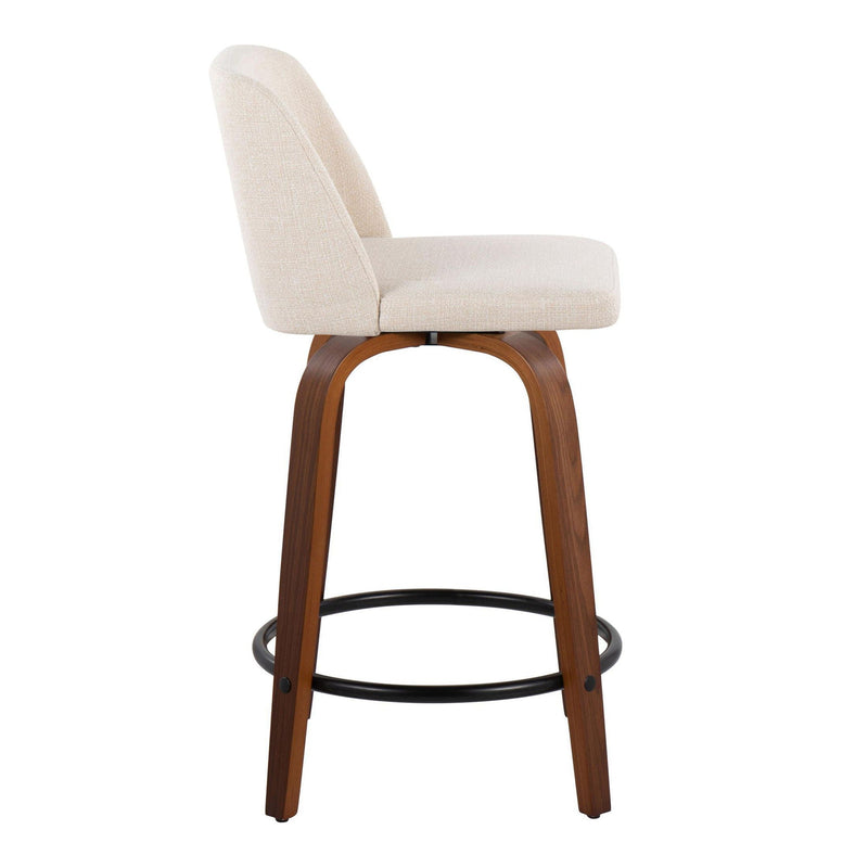 Toriano - Mid Century Modern, Fixed Height Counter Stool & Swivel And Round Footrest (Set of 2) by HouseOfZazla