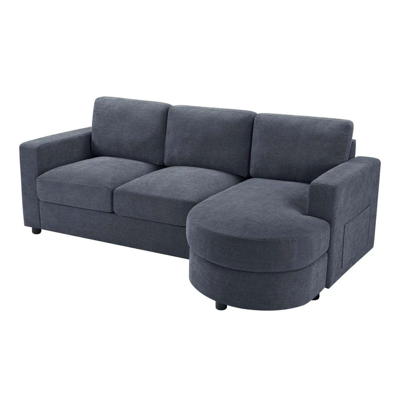 Modern L-Shaped Sectional Sofa With Curved Chaise, USB Ports, And Side Storage Pockets by HouseOfZazla