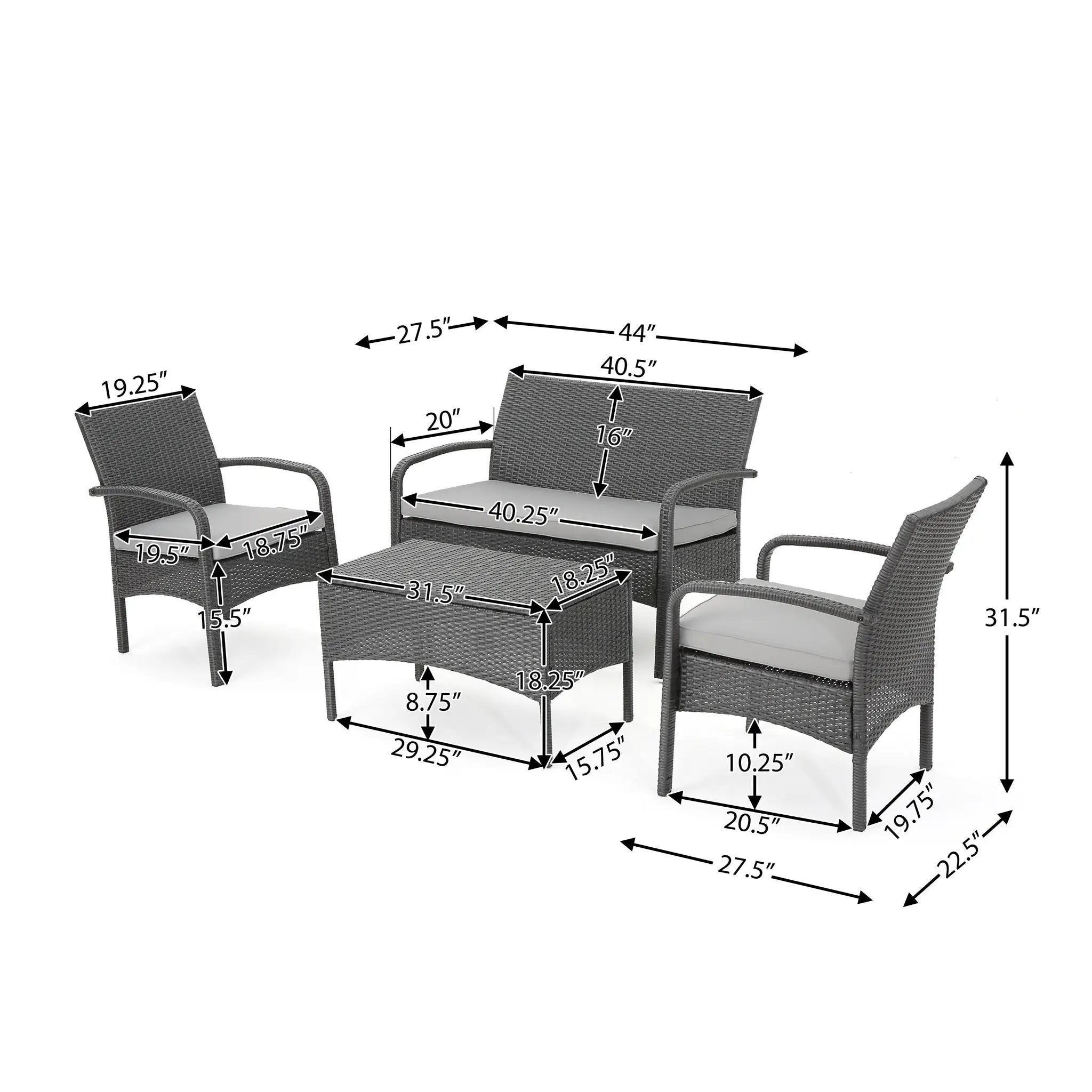 Cordoba KD Wicker 4 Piece Chat Set by HouseOfZazla