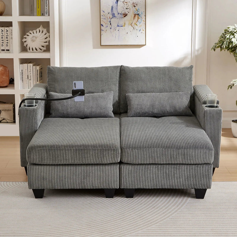 Convertible Chaise Lounge Sofa Chair With USB Ports, Cup Holders, Phone Holder And Storage by Unique Piece Furniture
