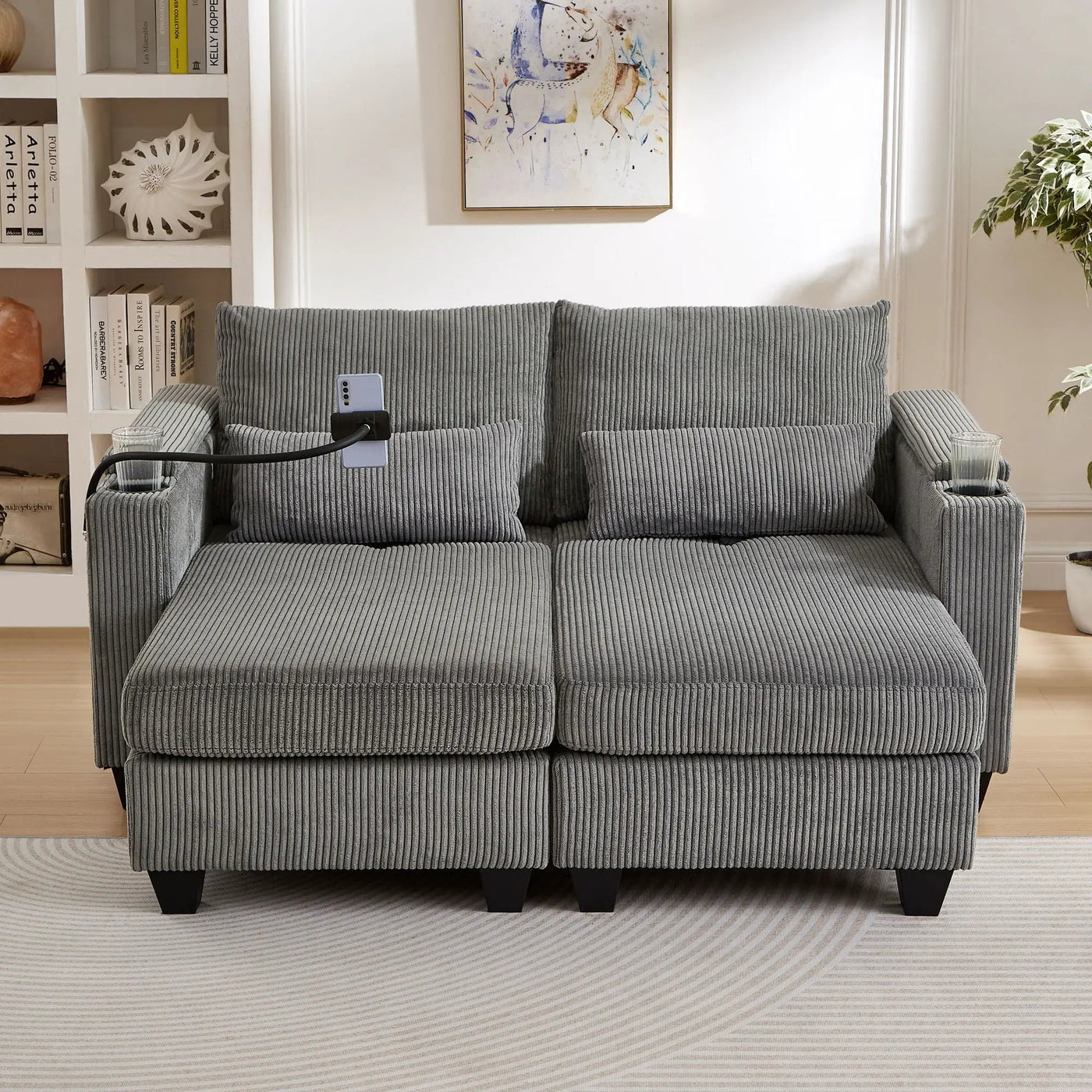 Convertible Chaise Lounge Sofa Chair With USB Ports, Cup Holders, Phone Holder And Storage by Unique Piece Furniture