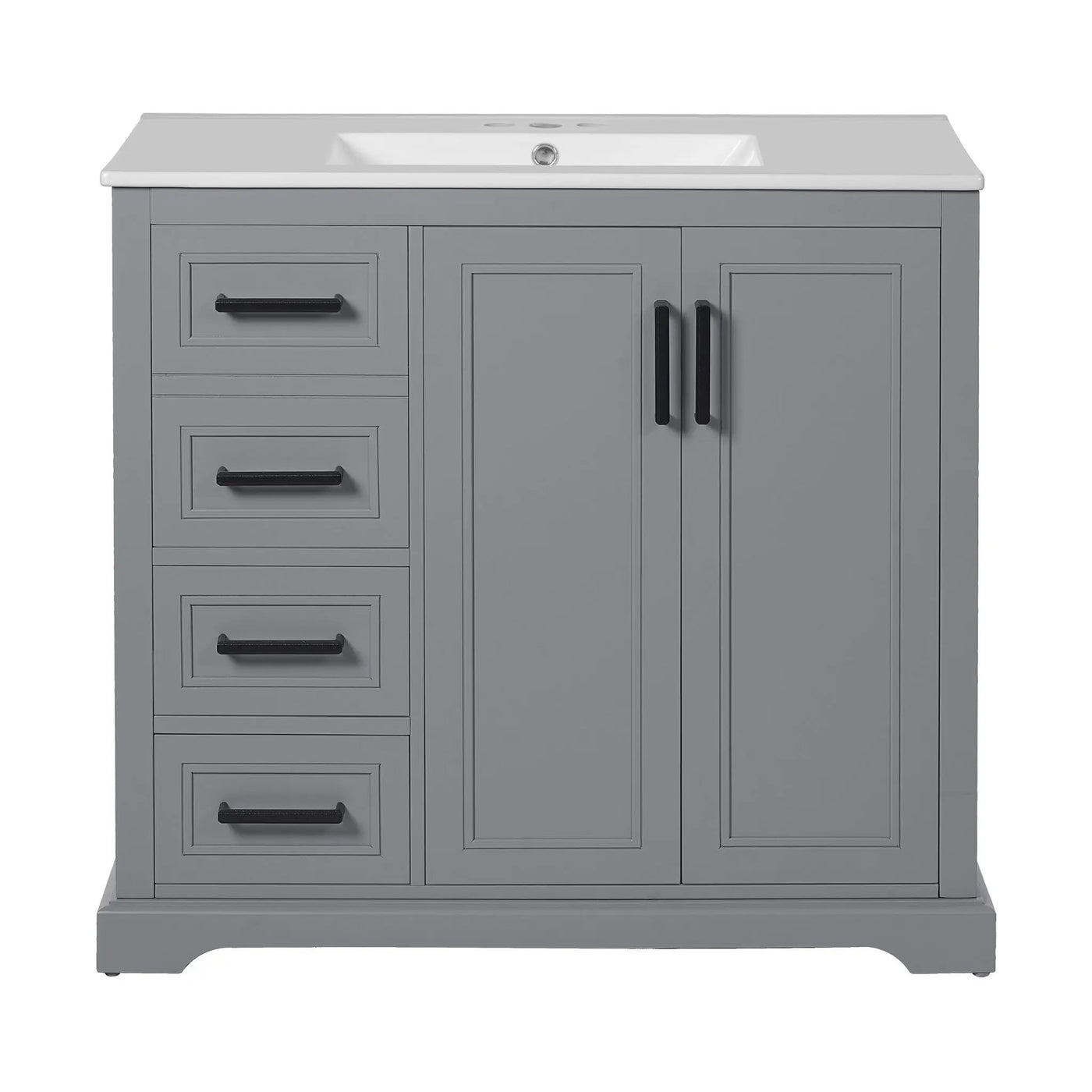 Bathroom Vanity With Sink, Soft Close Doors, Adjustable Shelf & 3 Drawers by Unique Piece Furniture