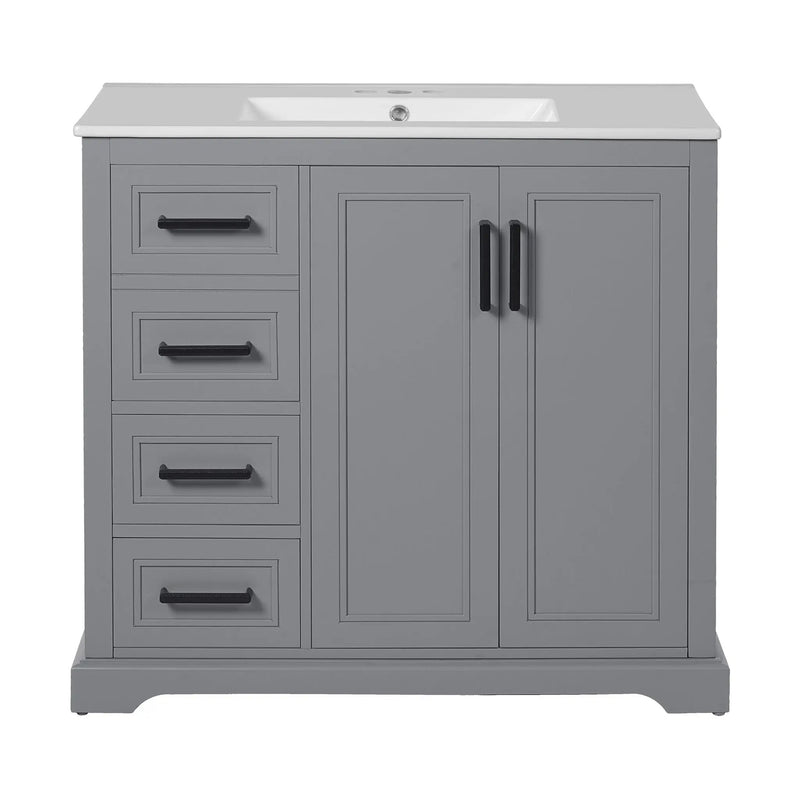 Bathroom Vanity With Sink, Soft Close Doors, Adjustable Shelf & 3 Drawers by HouseOfZazla