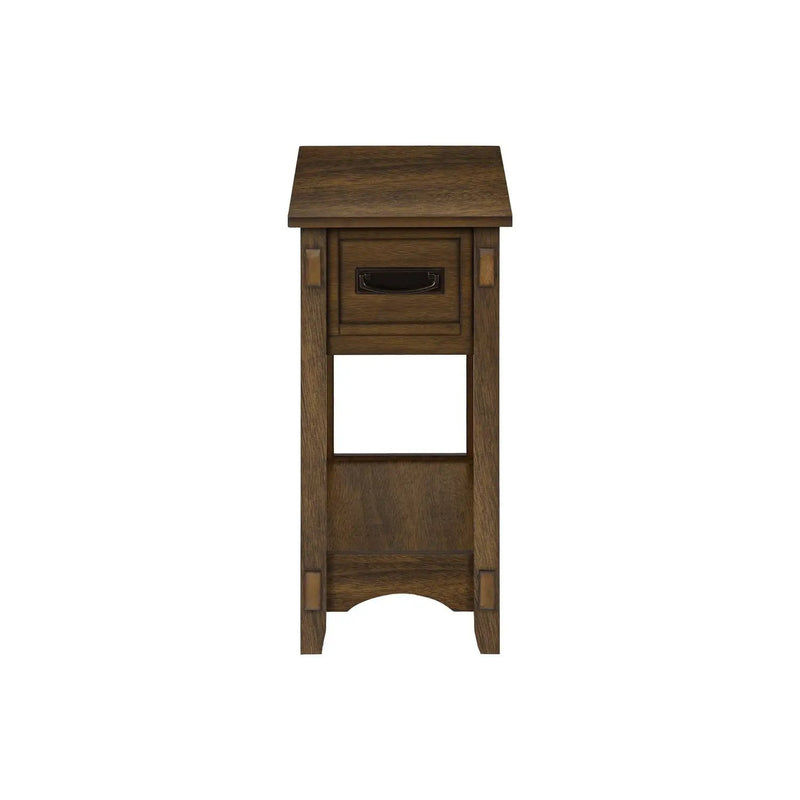 Accent End Table, 2 Tier, Narrow, Storage Drawer, Transitional - Walnut by Unique Piece Furniture