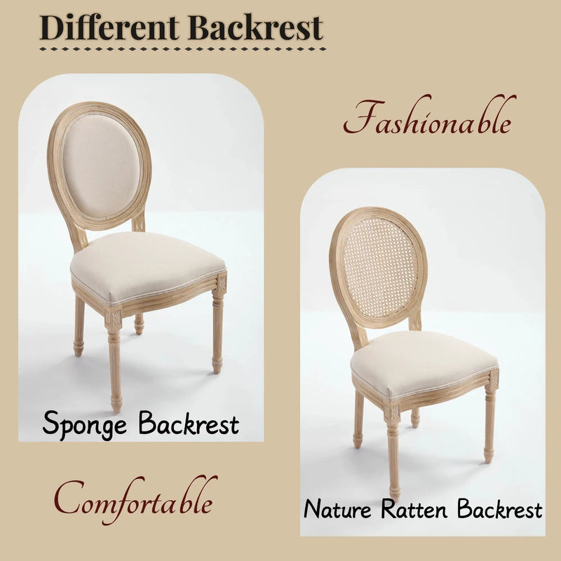 French Country Dining Chairs Set of 2 Upholstered with Rattan Back by HouseOfZazla