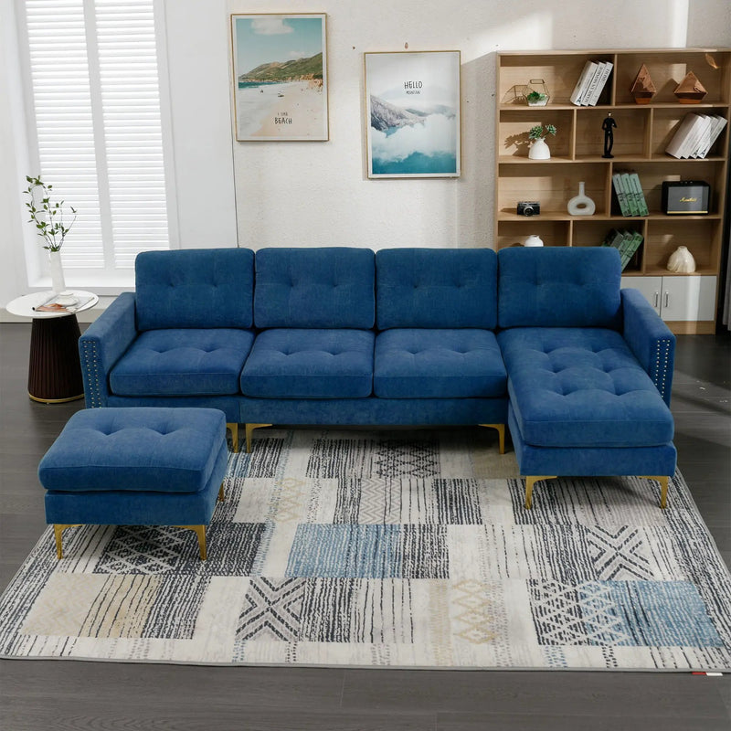 Modern L - Shape Convertible Sectional Sofa With Movable Ottoman by HouseOfZazla