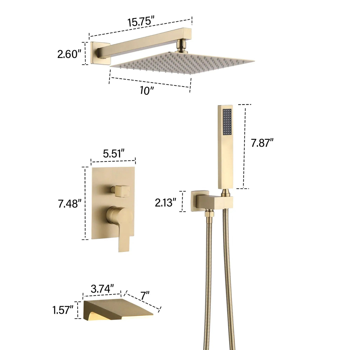 Modern 10" Wall Mounted Rainfall Shower Head System by HouseOfZazla