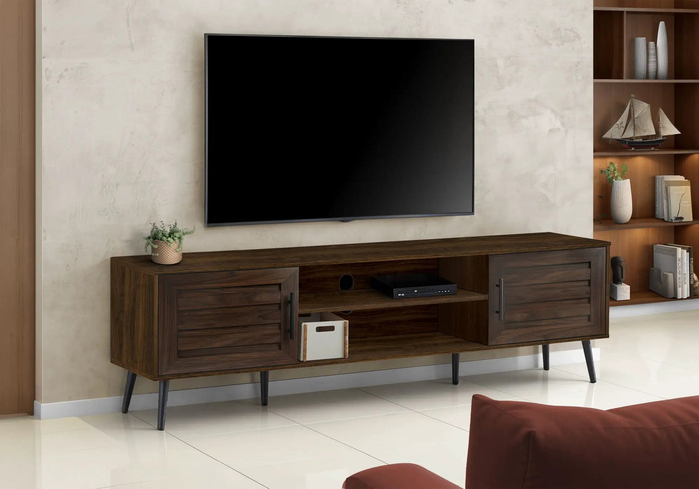 72-Inch Transitional TV Stand Console with Storage by HouseOfZazla