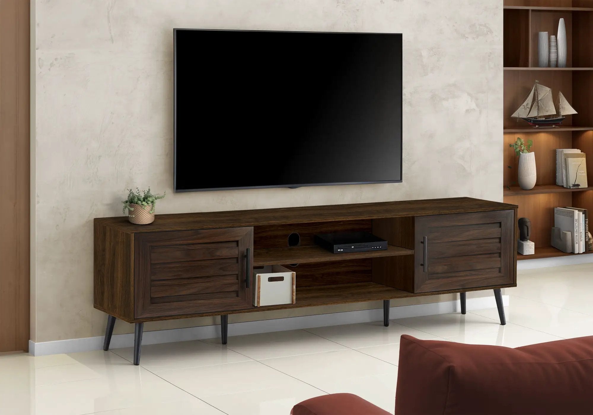 72-Inch Transitional TV Stand Console with Storage by HouseOfZazla