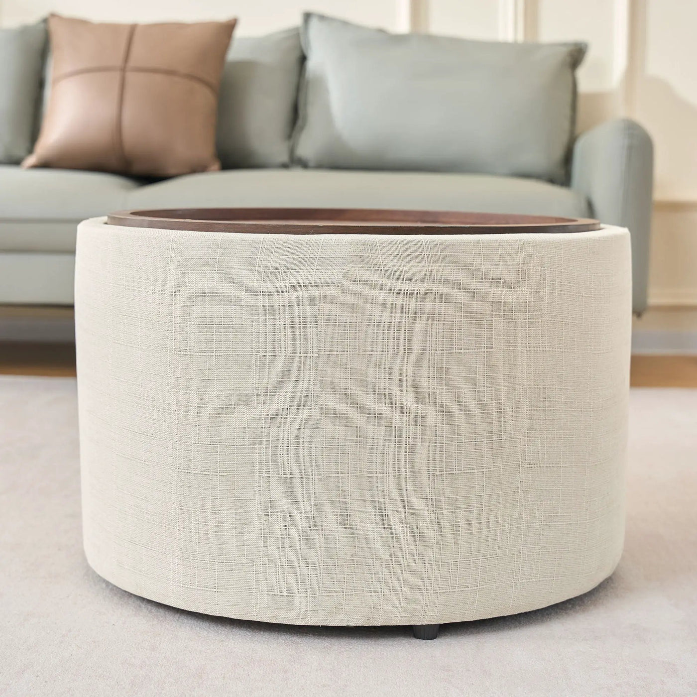 Nesting Ottomans, Round Coffee Table & Bench With Tray (Set of 2) by HouseOfZazla
