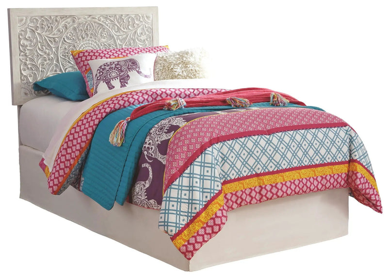 Paxberry - Twin Panel Headboard with Bolt on Bed Frame - Whitewash by Unique Piece Furniture