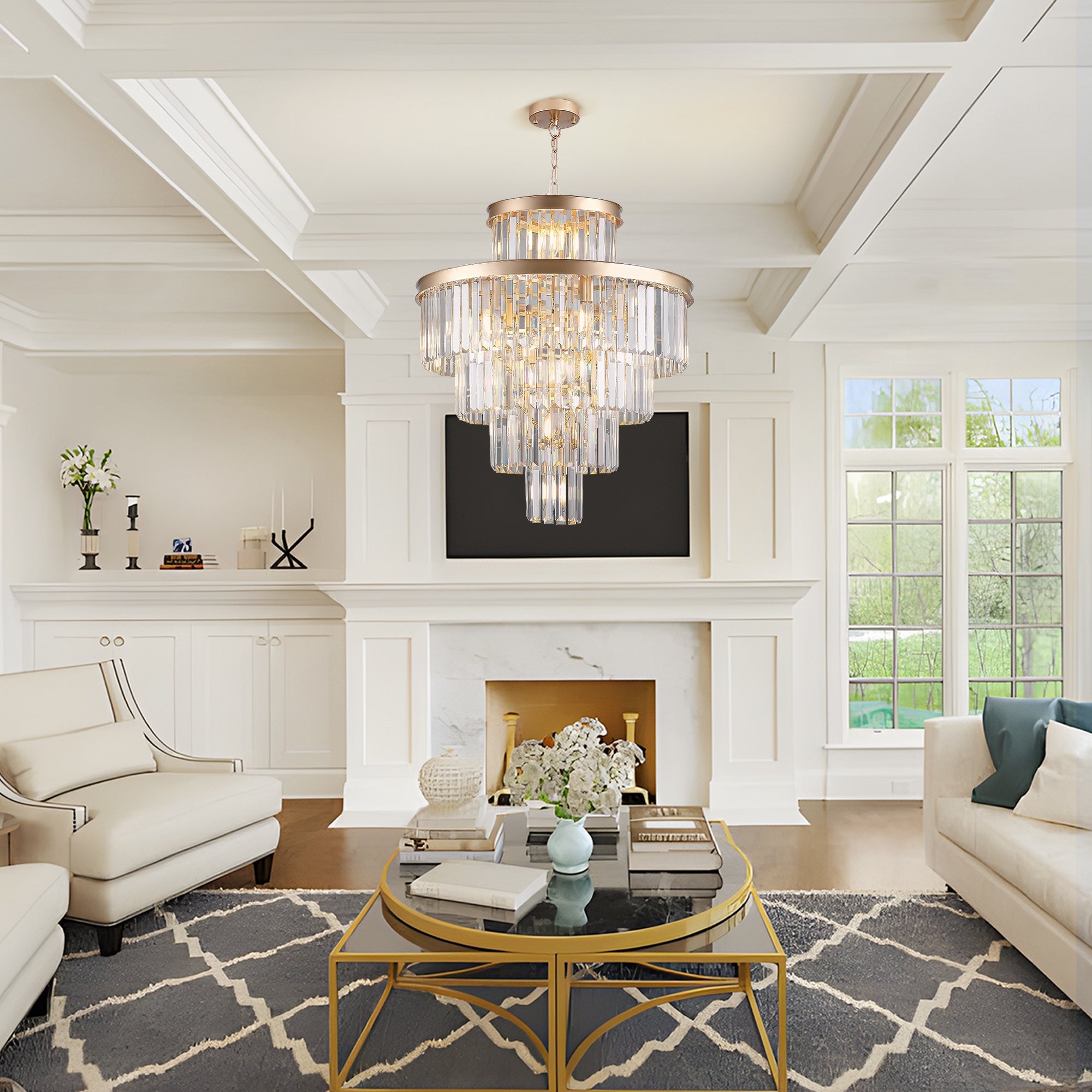 Golden Luxury Crystal Chandelier 23.6 Inch by HouseOfZazla