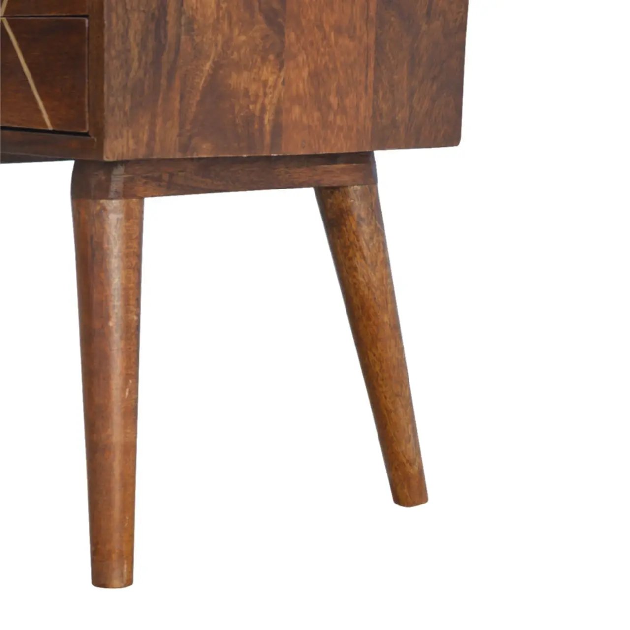 Inlay Geo Brass Bedside Table - Chestnut by HouseOfZazla