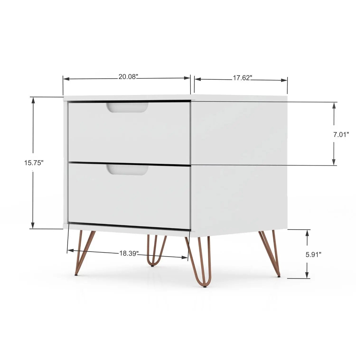 Rockefeller - Nightstand With 2 Drawers - White by HouseOfZazla