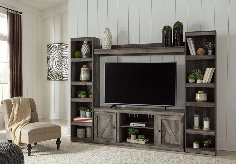 Wynnlow - 4-Piece Entertainment Center With LG TV Stand W/Fireplace Option - Gray by Unique Piece Furniture