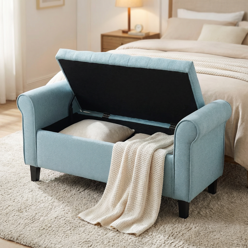 Light Blue Tufted Storage Bench by HouseOfZazla