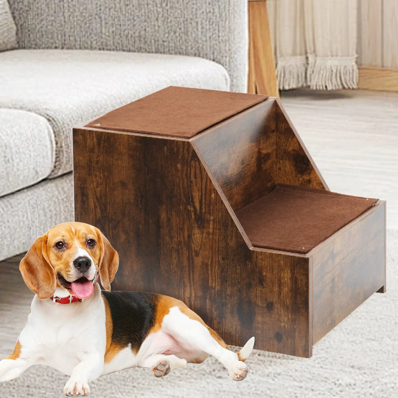 Pet Bunk Bed With Removable Step For Dogs And Cats, Multi-Level Bed Window Perch Seat Platform With Cushion And Cat Scratch Pad, Indoor Use - Dark Brown by HouseOfZazla