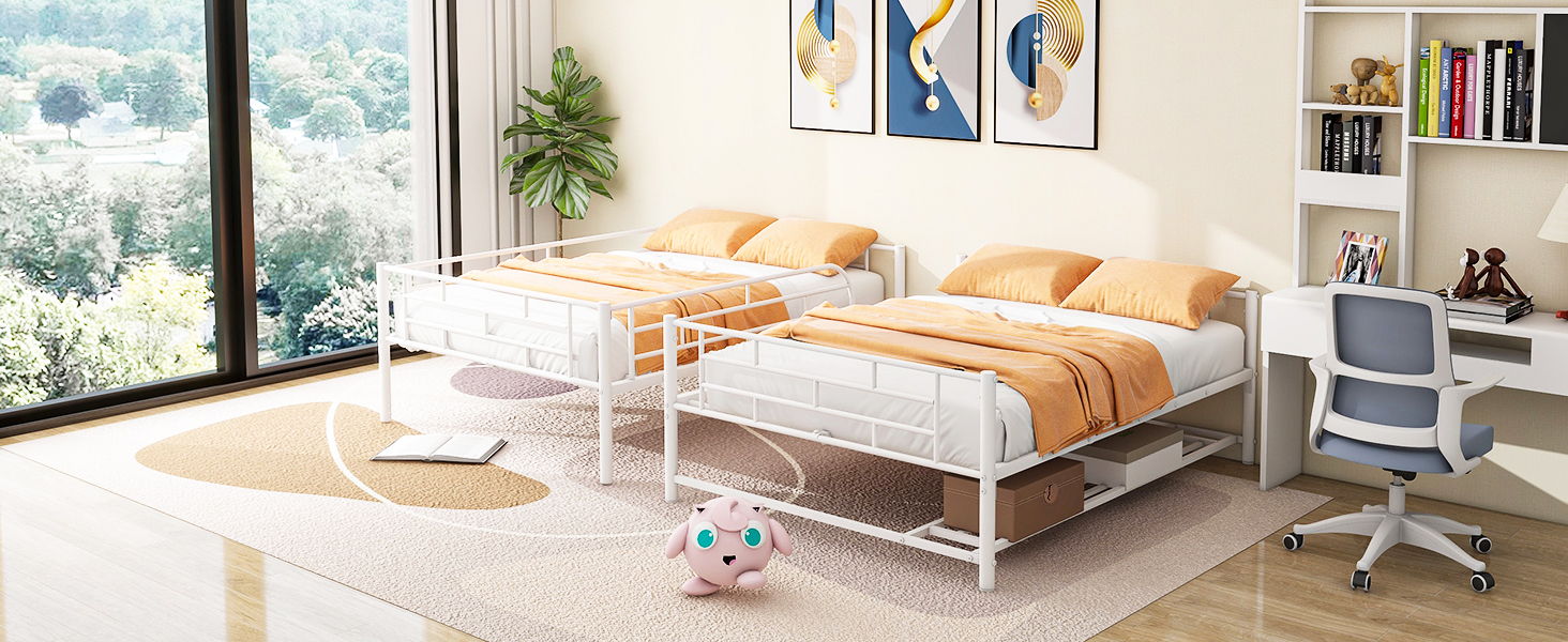 Metal Bunk Bed With Shelf And Guardrails by HouseOfZazla
