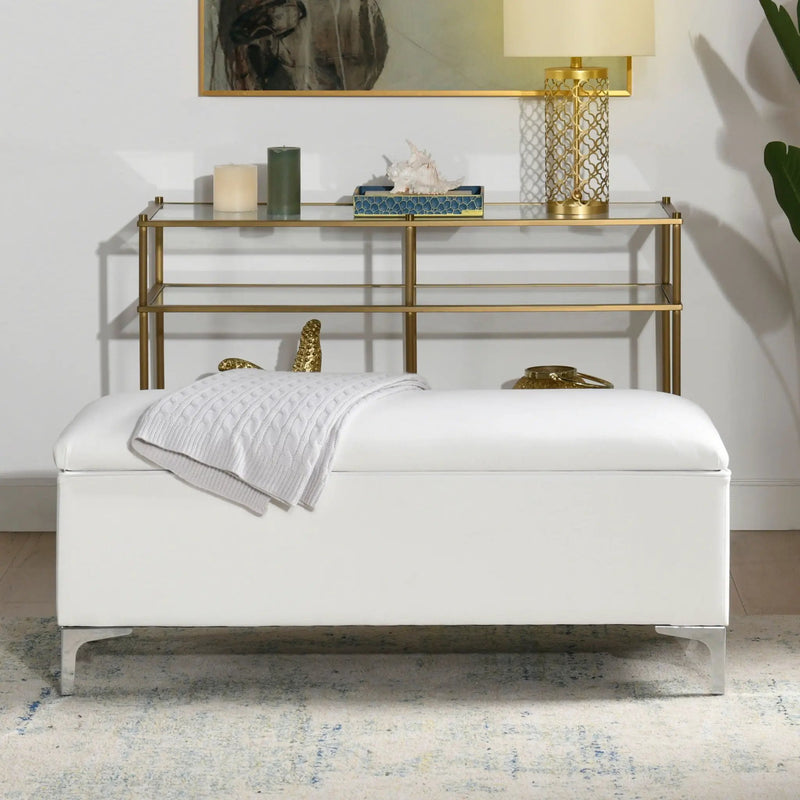 Madelyn - Modern Storage Bench - Bright White Dye by Unique Piece Furniture
