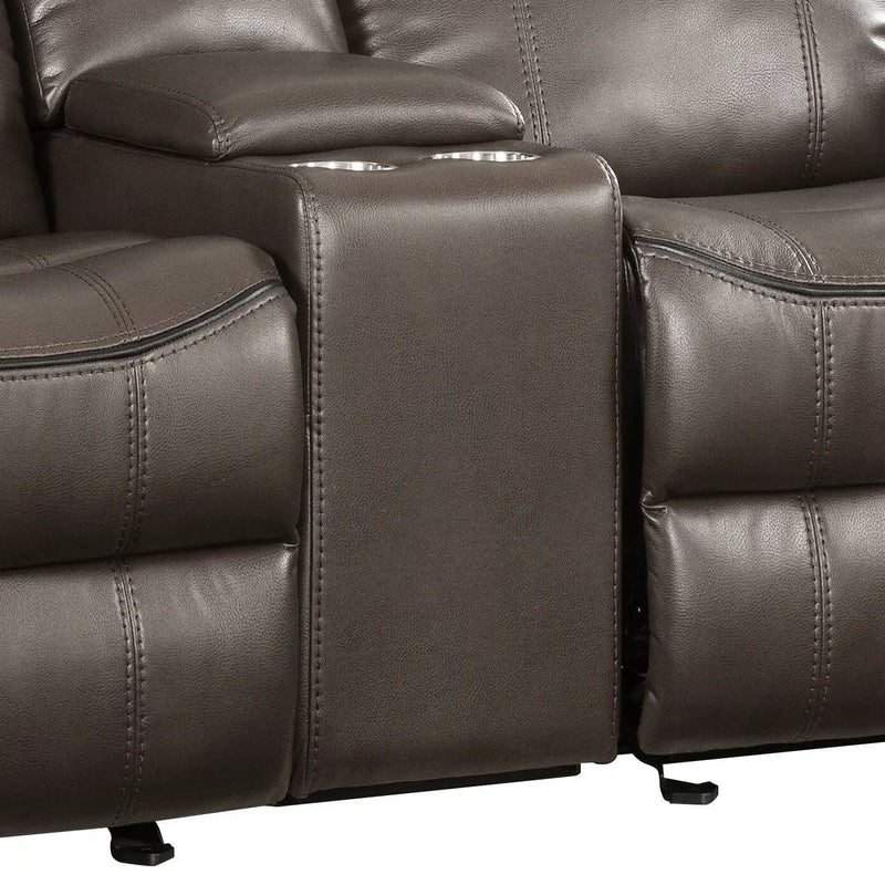 Lydia - Leather Aire Motion Loveseat With USB Console - Brown by Unique Piece Furniture