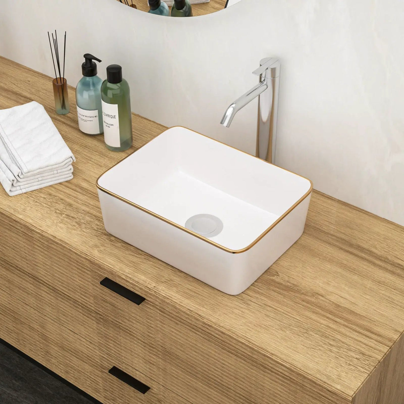 Modern European Style Ceramic Rectangular Vessel Bathroom Sink by HouseOfZazla