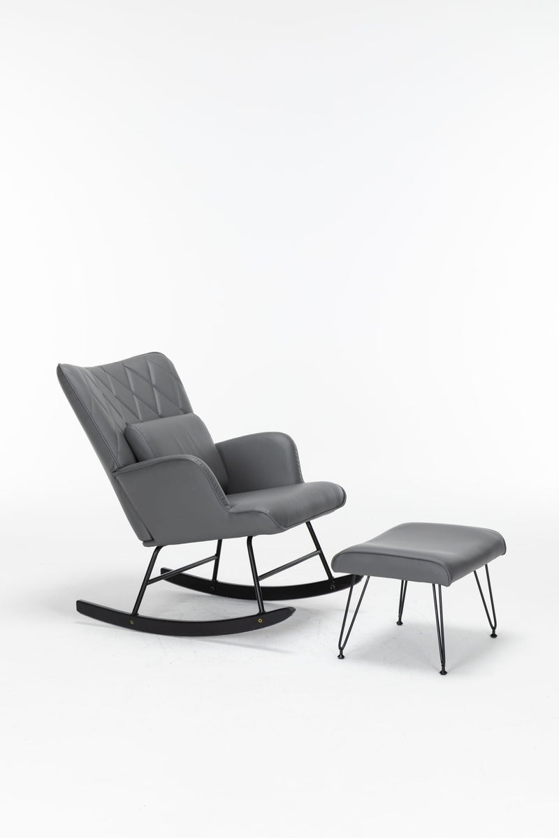 Rocking Accent Chair With Lumbar Pillow And Ottoman by HouseOfZazla