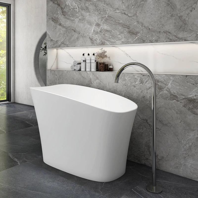51-Inch Freestanding Solid Surface Deep Soaking Bathroom Bathtub with Seat by HouseOfZazla