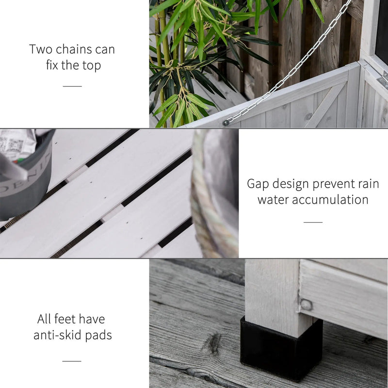 Outsunny - 75 Gallon Wooden Deck Box, Outdoor Storage Container With Aerating Gap & Weather-Fighting Finish - Gray by HouseOfZazla
