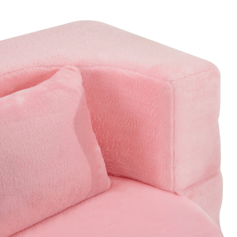 71-Inch Folding Sofa Bed in Pink Chenille with High-Density Foam by HouseOfZazla