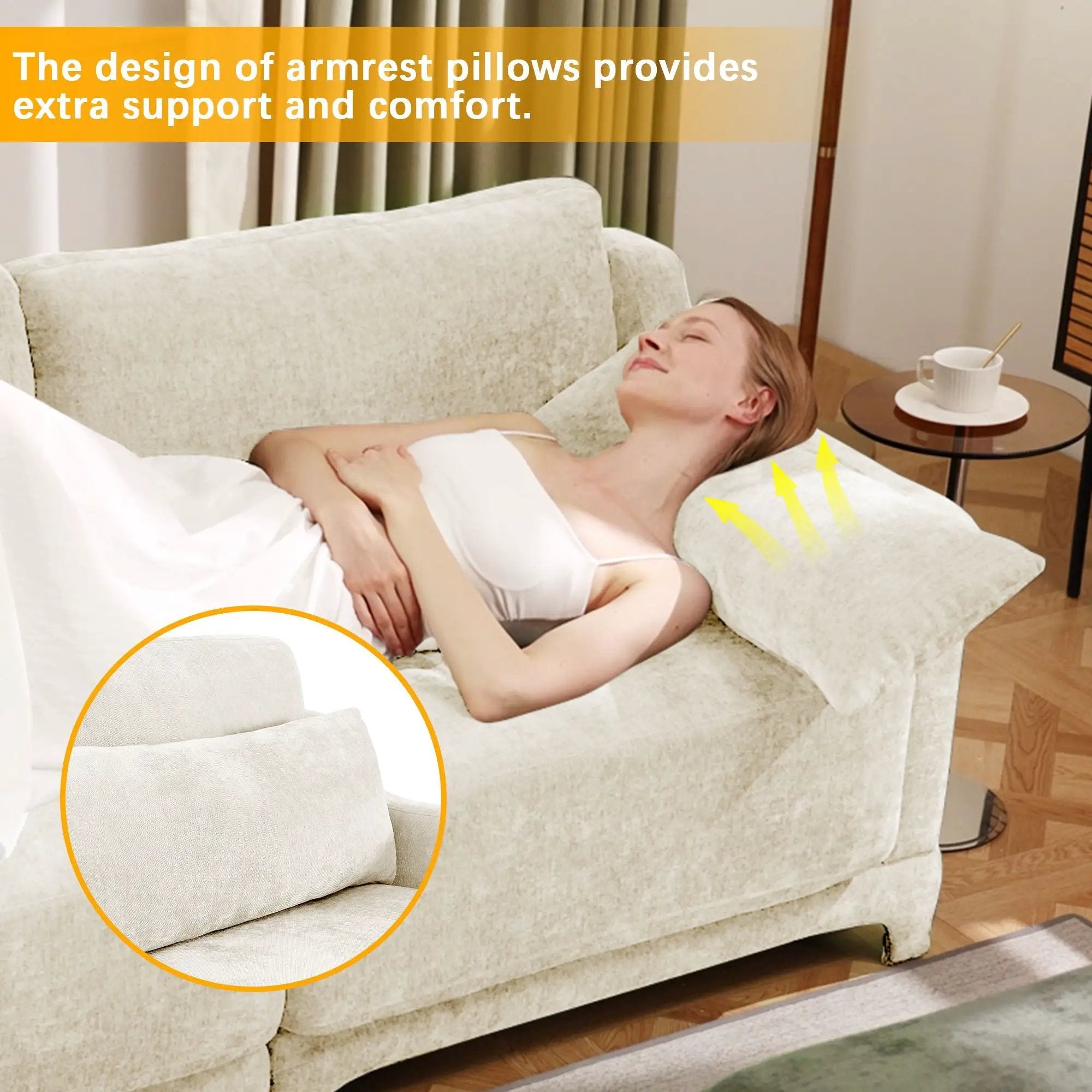 Stylish Sofa With Ottoman And Lumbar Pillows, Ergonomic Design by HouseOfZazla