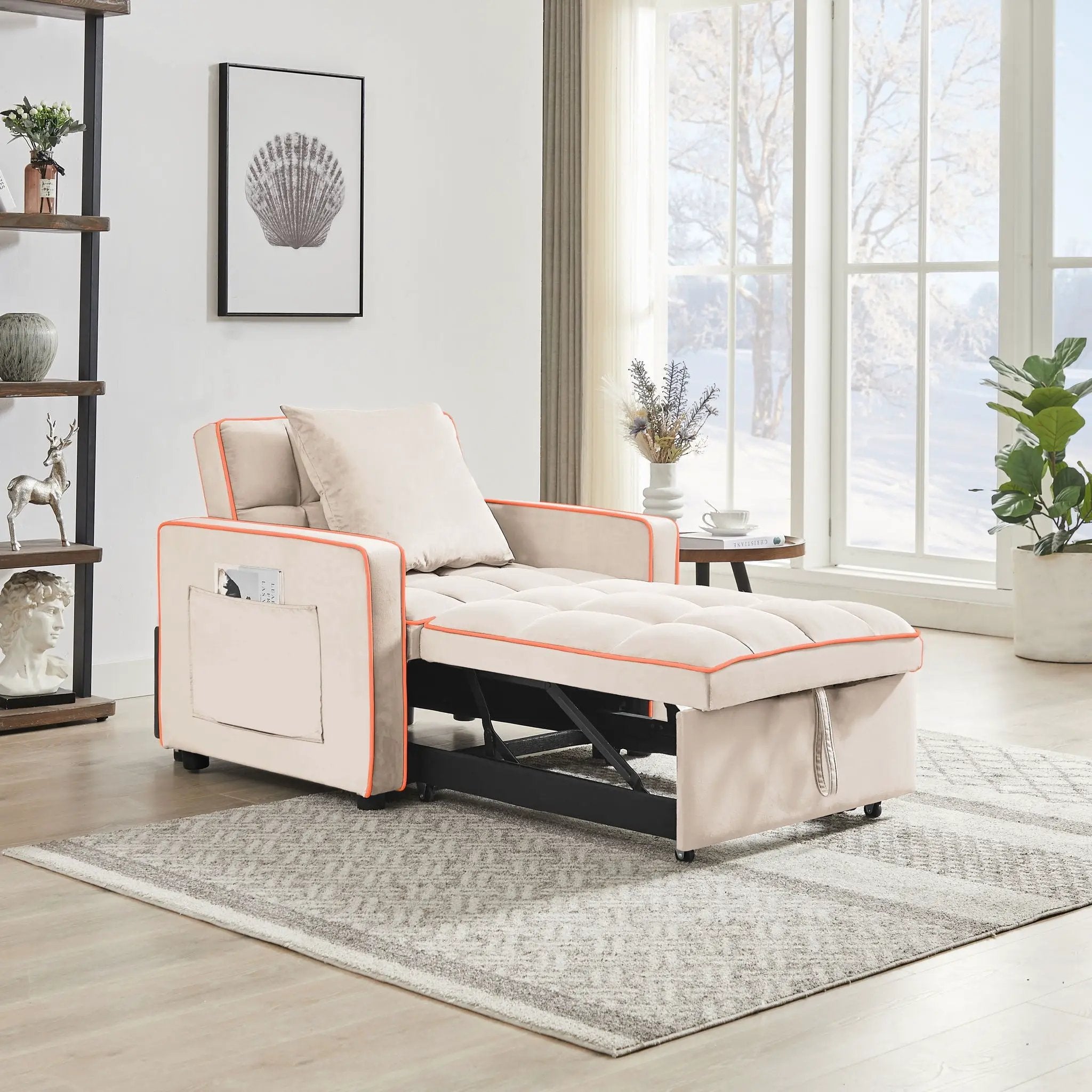 Modern 3 In 1 Sofa Bed Chair, Adjustable Recliner by Unique Piece Furniture