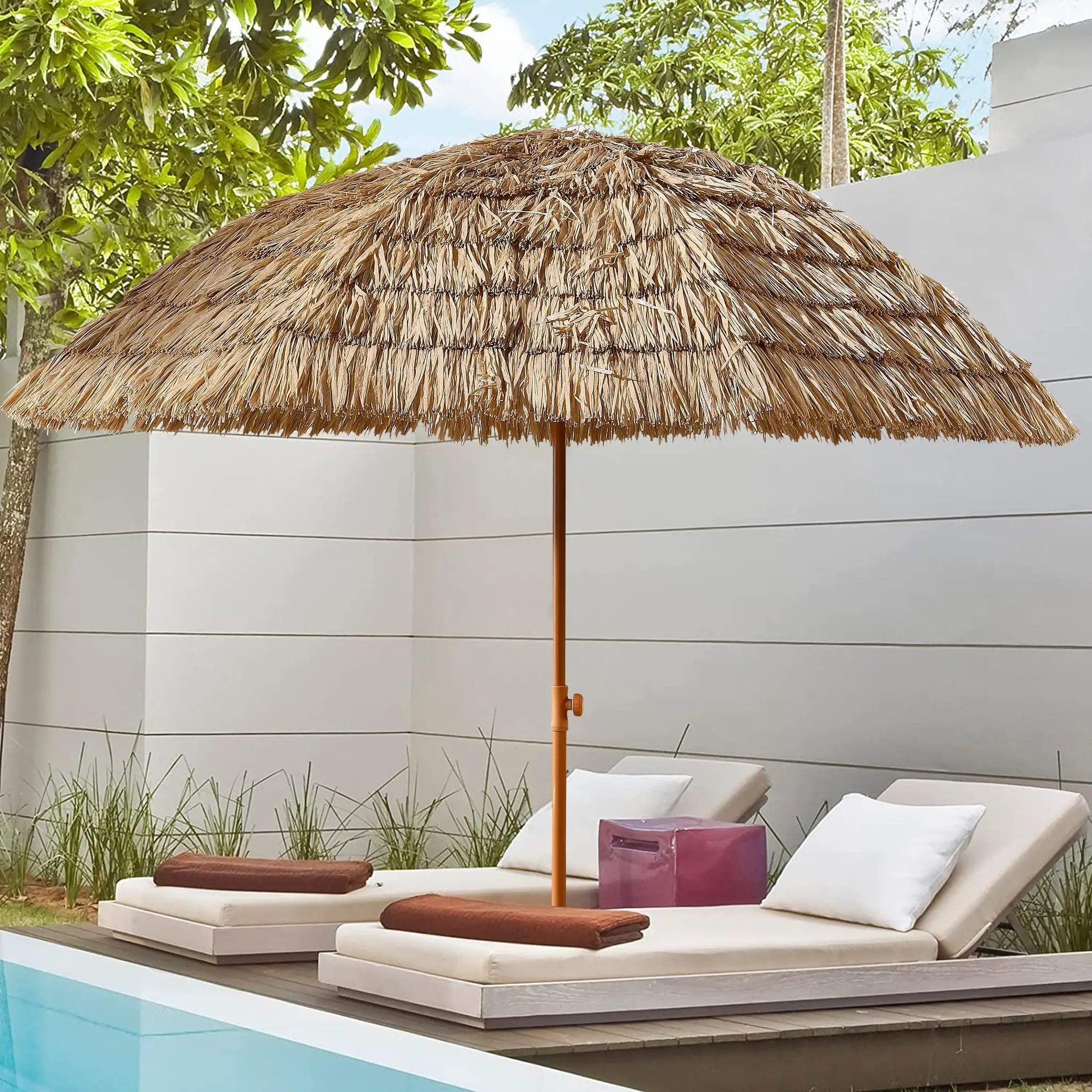 8' Thatched Patio Tiki Umbrella Tropical Palapa by HouseOfZazla