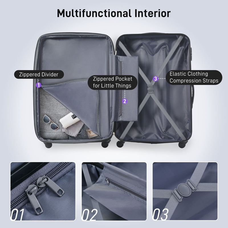 3 Piece Luggage Set Hardside Spinner Suitcase With Tsa Lock 20" 24" 28" Available by HouseOfZazla