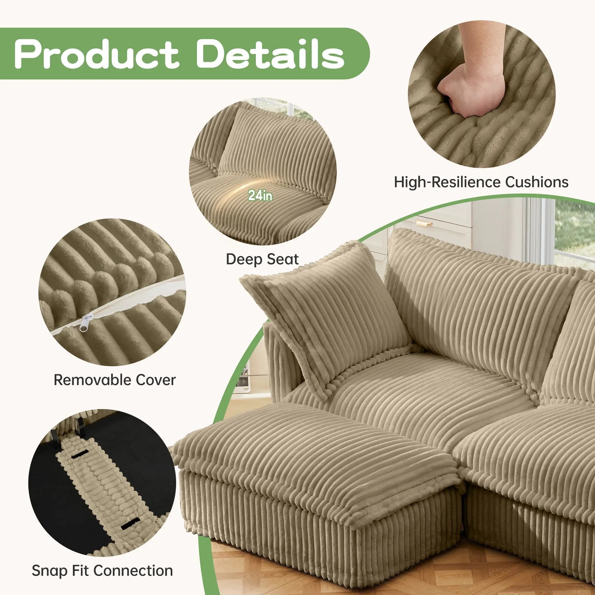 Slipcovered Long Sofa - 4 Seater Couch by HouseOfZazla