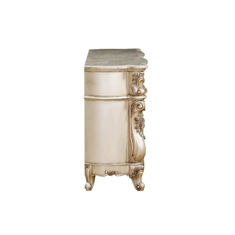 Gorsedd - Dresser With Marble Top - Marble Top & Golden Ivory by Unique Piece Furniture