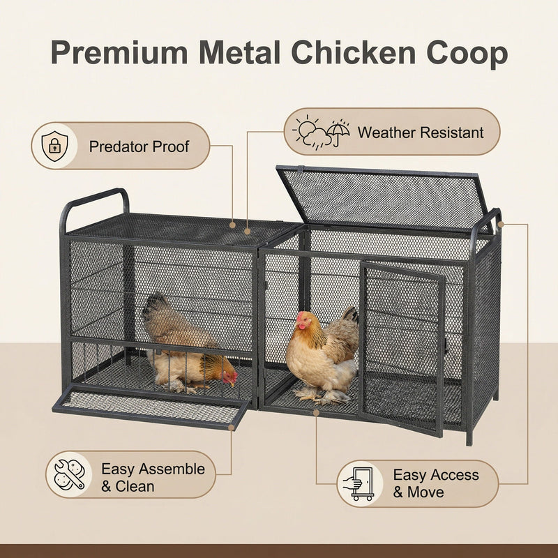 Chicken Cage, Poultry Breeding Coop - Black / Silver by HouseOfZazla