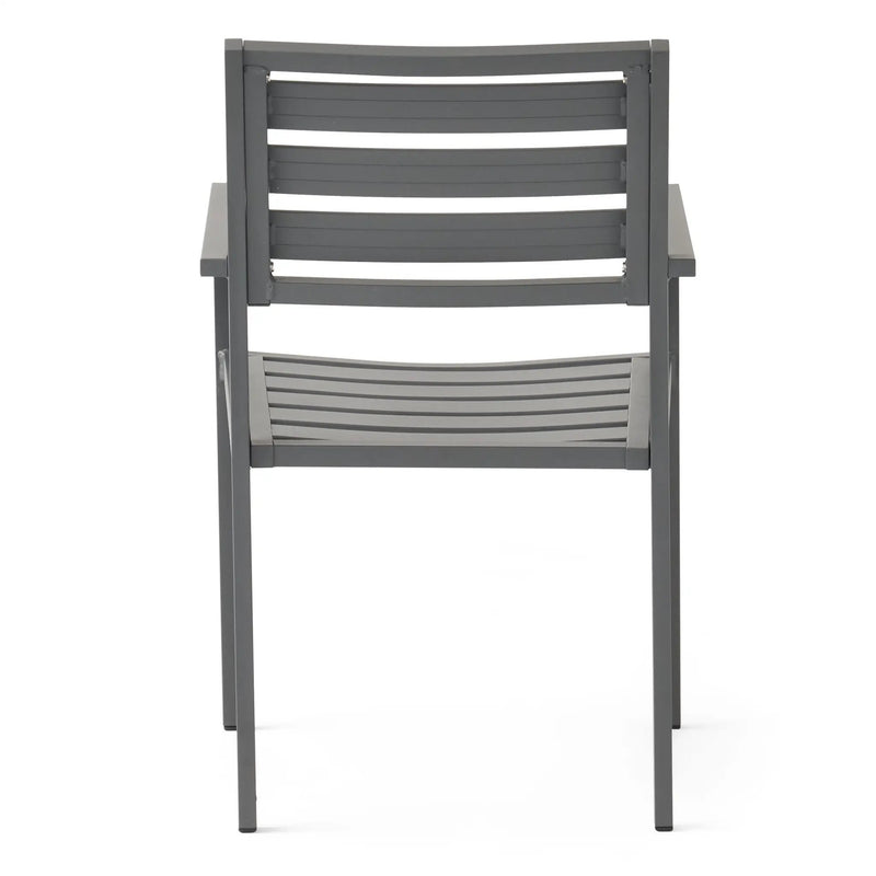 Outdoor Modern Aluminum Dining Chair (Set of 2), Gun Metal Gray by HouseOfZazla